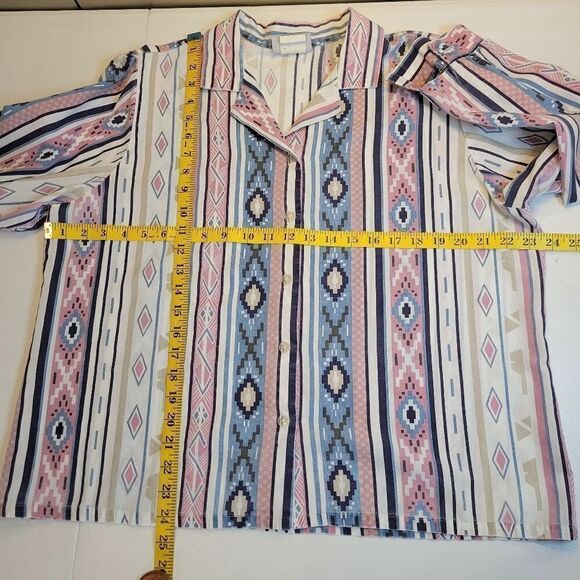 Blair Vintage Aztec Western Pastel Button Down Top Shirt Blouse Women's - Picture 7 of 10